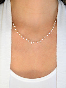 White Beads Golden Necklace