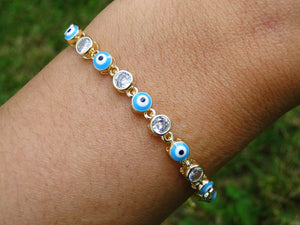 Blue Lake Evil Eye Gold Bracelet