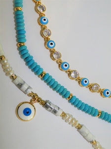 White Evil Eye Beads Bracelet