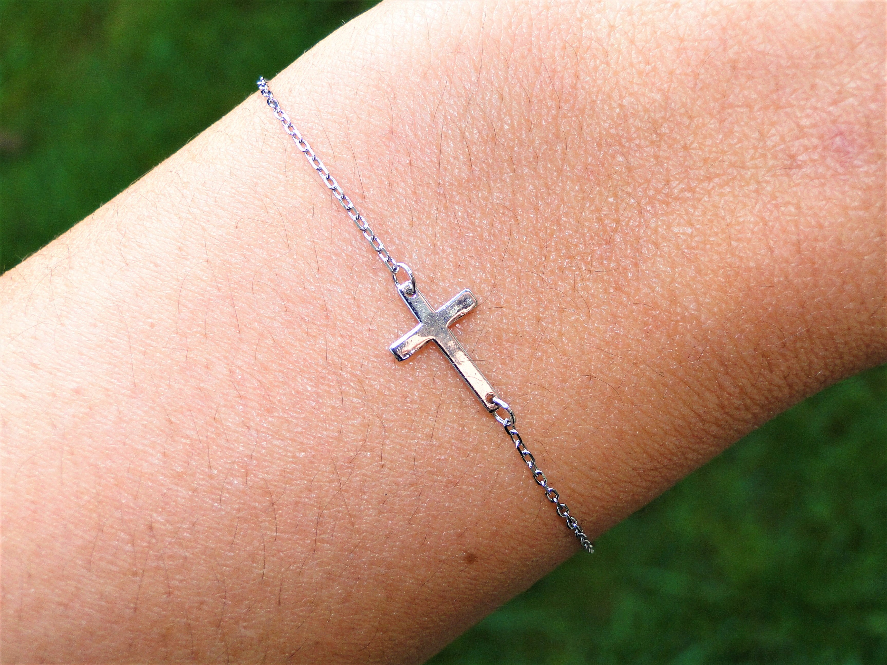 Sterling silver online bracelet with cross