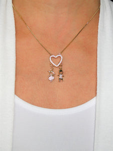 Big Heart Girl & Boy Gold plated Necklace