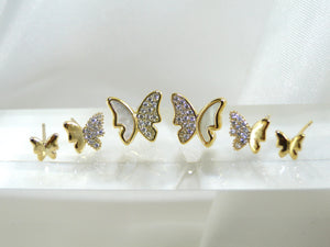 Spring Gold Stud Earrings Set