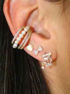 Love Bear Gold Stud Earrings Set