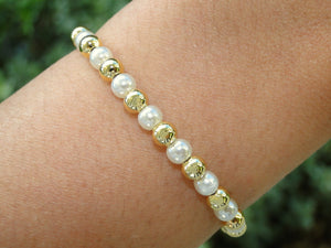 Pearl & 14K Gold plated 5mm Bracelet