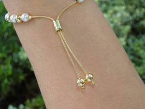 Pearl & 14K Gold plated 6mm Bracelet