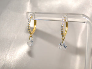 Chrystal Heart Huggie Hoops