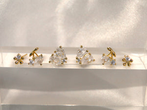 Cherry Gold Stud Earrings Set
