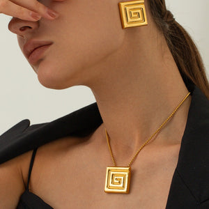 Greek Key 18K Gold plated Necklace