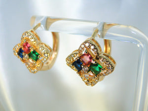 Colored Flower 14K Gold plated Hoops - Sweetas Trends
