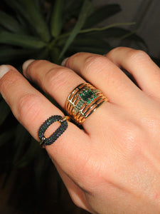 Green Stones 14K Gold plated Ring