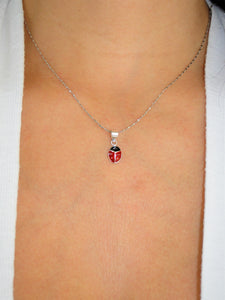 Red Ladybug 925 Sterling Silver Necklace - Sweetas Trends