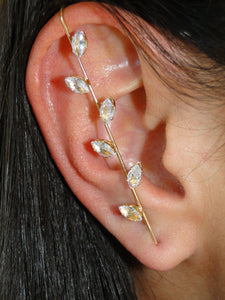 Gold Leaves Ear Wrap Crawler Hook Earring - Sweetas Trends
