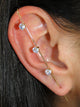 3 Zirconias Gold Ear Wrap Crawler Hook Earring