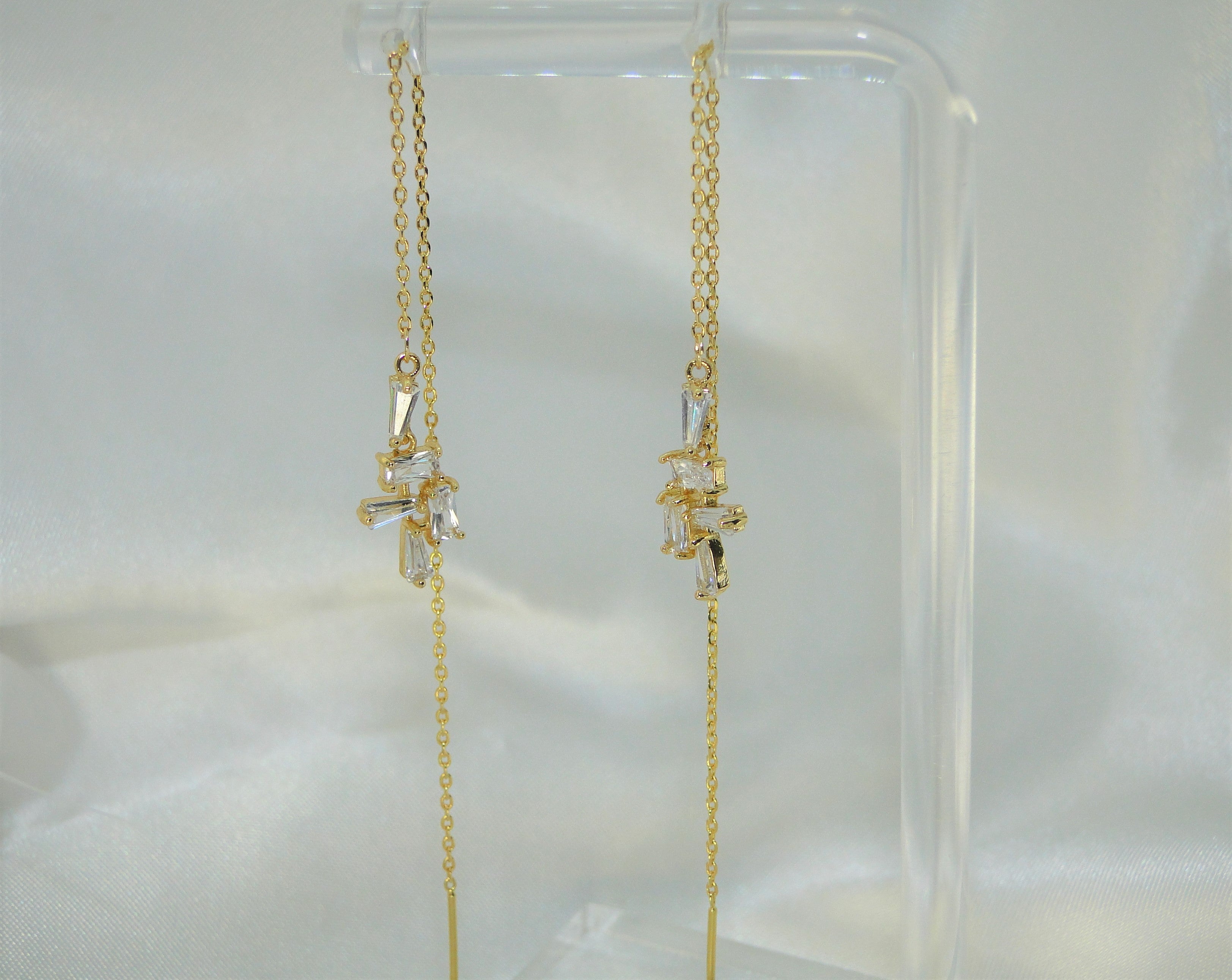Gold Threader Earrings - Long Chain Earrings 14K Gold Filled