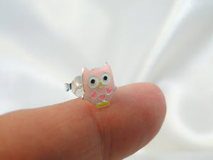 Pink Owl 925 Sterling Silver Stud - Sweetas Trends