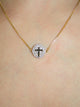 Black Round Cross 14K Gold plated Necklace