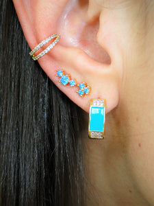 Turquoise Small  Golden Hoops