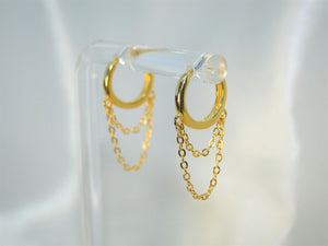 Chain Drop 925 Sterling Silver with 18K Gold plated Earring