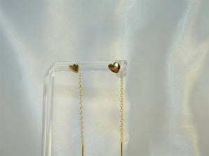 Heart Sterling Silver with 14K Gold plated Thread Earring