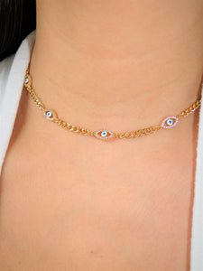 Luxury Evil Eyes 14K Gold plated Necklace