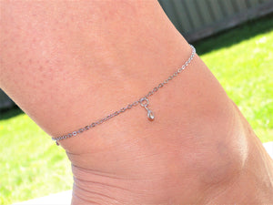 Drops White Rhodium plated Anklet