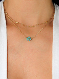 Blue Flower Double Layer Necklace