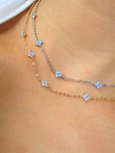 Blue Blossom 18k White Gold plated Necklace