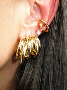 Gold Big Layered Hoops Earring