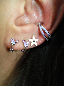 Tiny Pink Butterfly Silver Piercing
