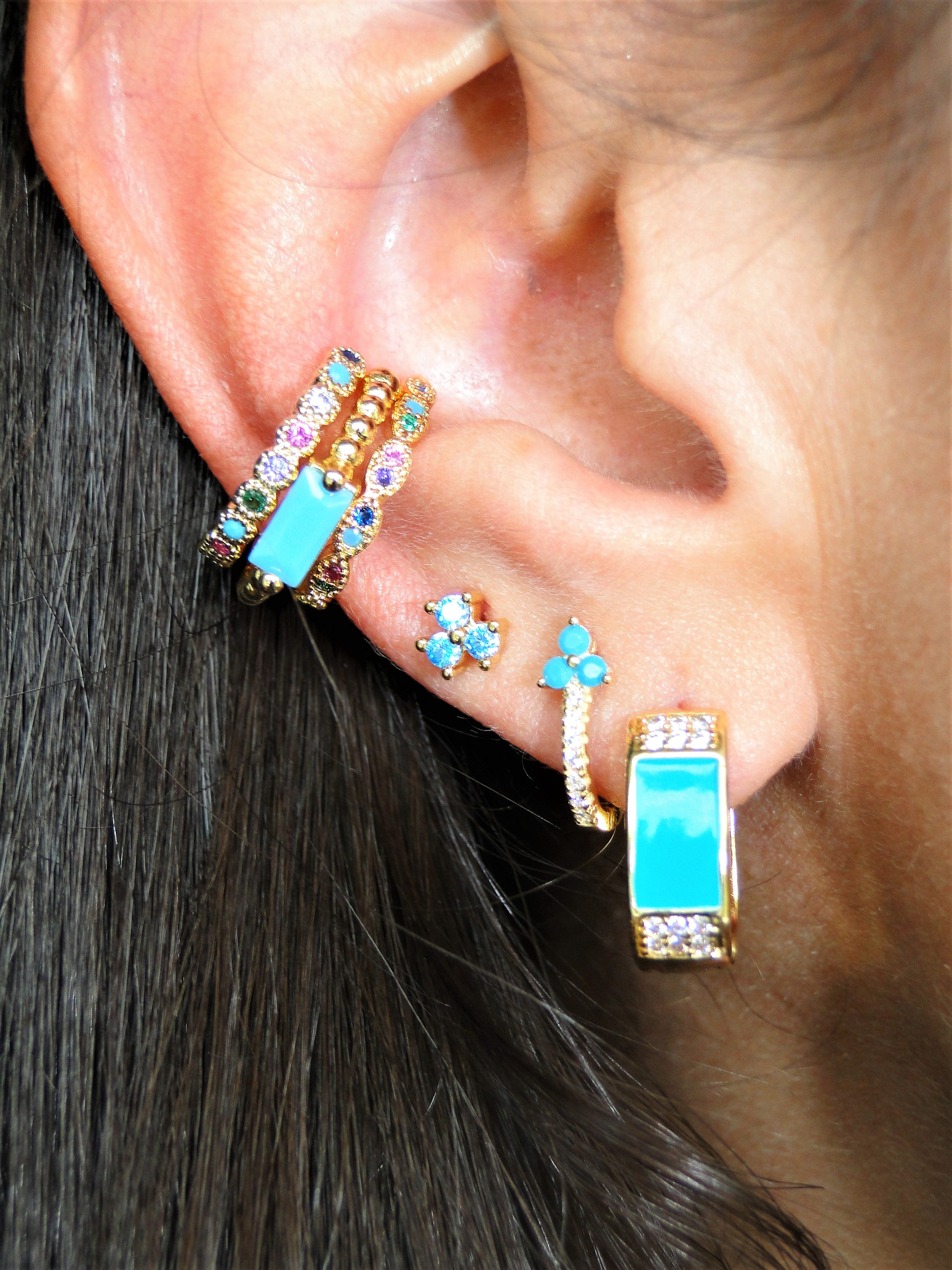 Square Turquoise Golden Ear Cuff – Sweetas Trends