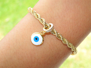 Evil Eye Twisted Gold Bracelet